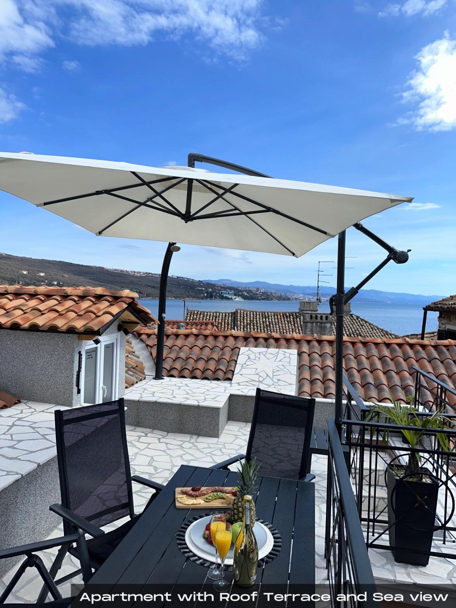 Villa Volos With Roof Terrace, Sea View, Free Private Parking Opatija Eksteriør bilde